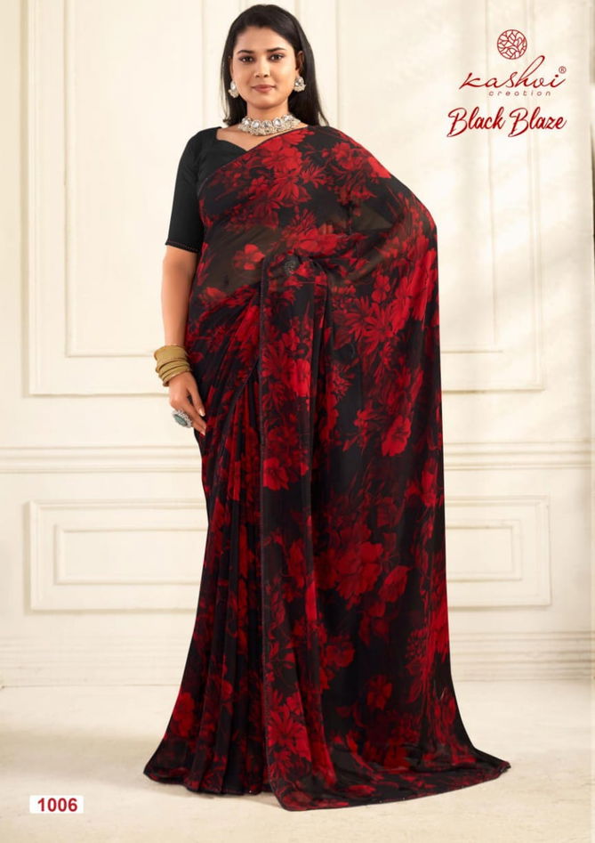 Black Blaze By Kashvi Daily Wear Georgette Sarees Wholesale Online